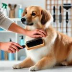 A-pet-grooming-service-image-representing-Brushing-and-De-shedding.-The-image-should-show-a-dog-being-brushed-by-a-groomer-in-a-clean-and-bright